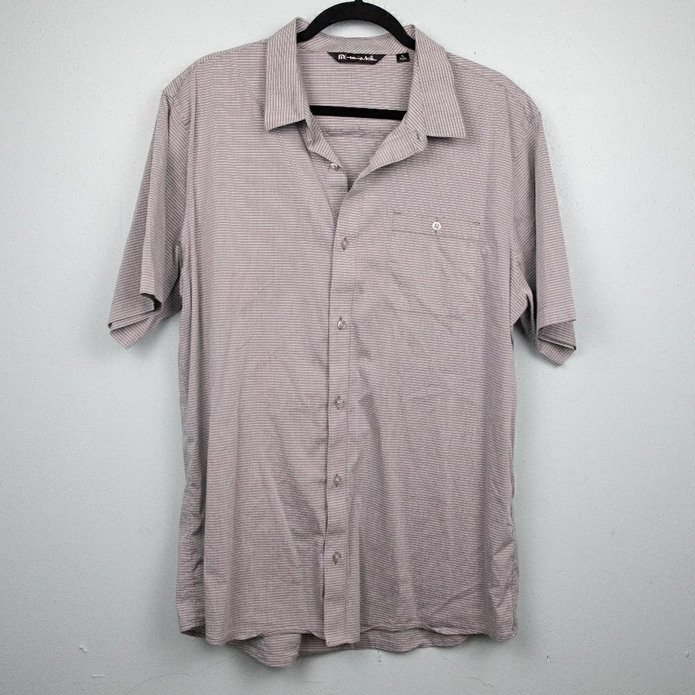 Travis Mathew grey stripe button down shirt-XL